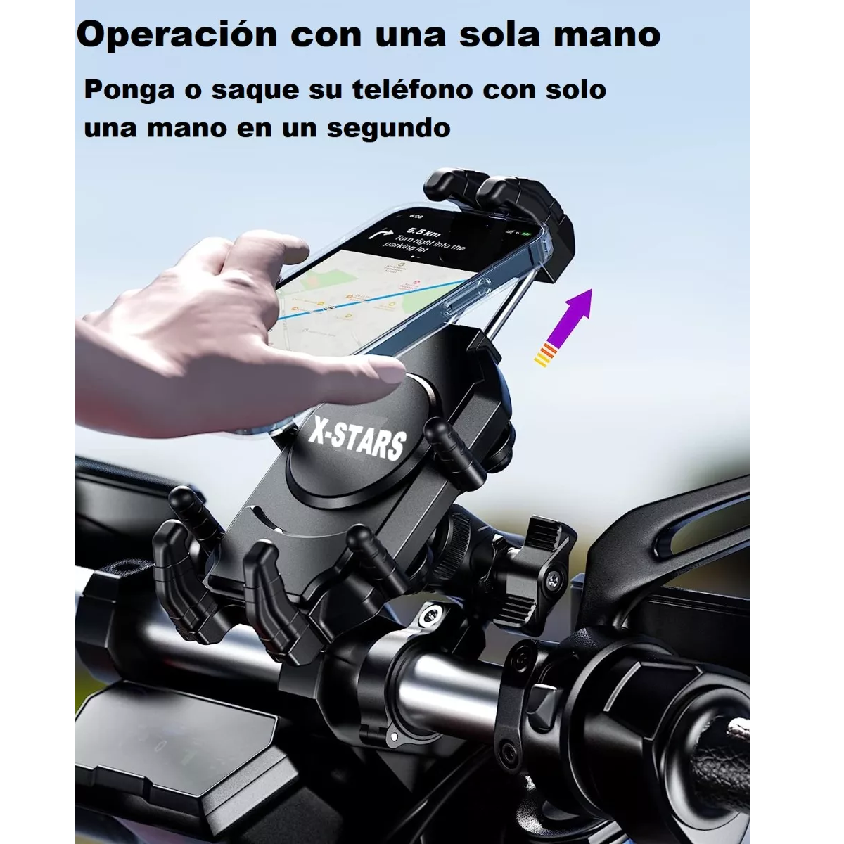 Foto 6 pulgar | Soporte Porta Celular Antirrobopara Motocicleta Amortiguado Eo Safe Imports Esi-13603 Negro