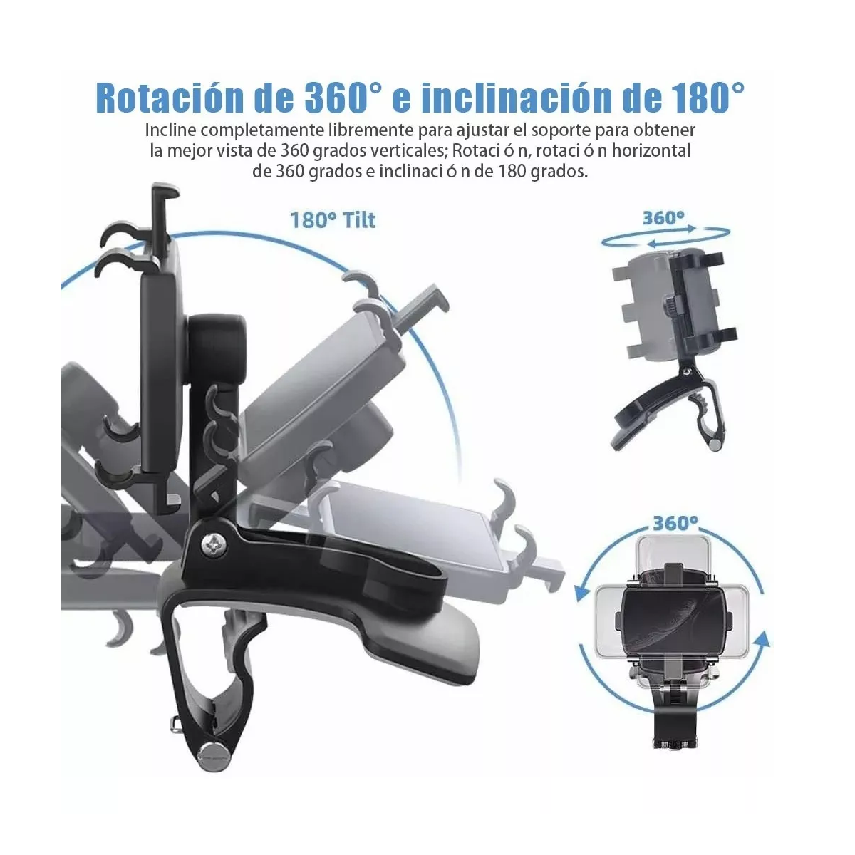 Foto 4 pulgar | Soporte Universal para Teléfono Móvil Giratorio de 360° para Auto Eo Safe Imports Esi-14253 Negro