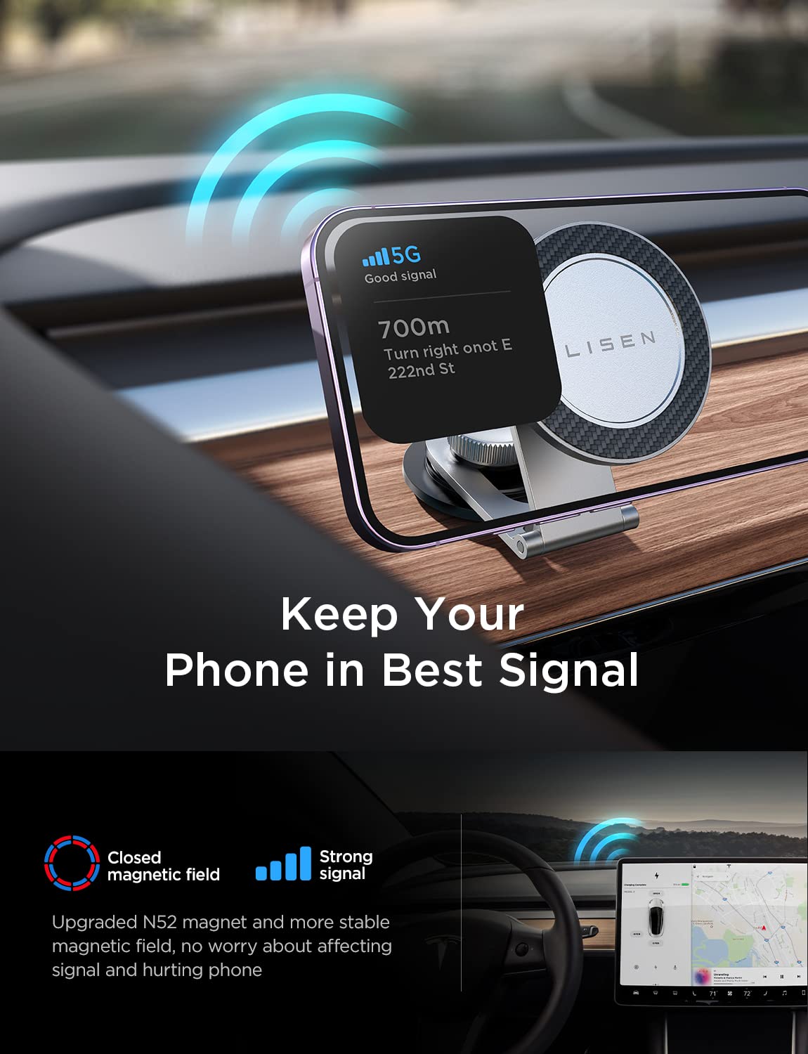 Foto 7 | Soporte De Teléfono Lisen Tesla Model 3 Y Para Iphone - Venta Internacional.