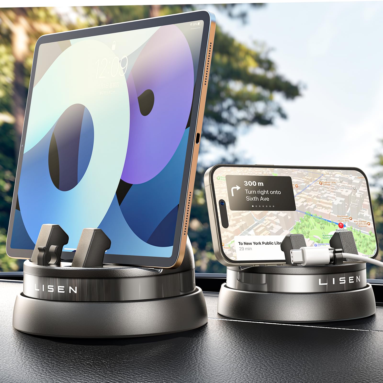 Soporte Para Teléfono De Coche Lisen, Soporte De Salpicadero Giratorio 360° Para Iphone/samsung - Venta Internacional. $554