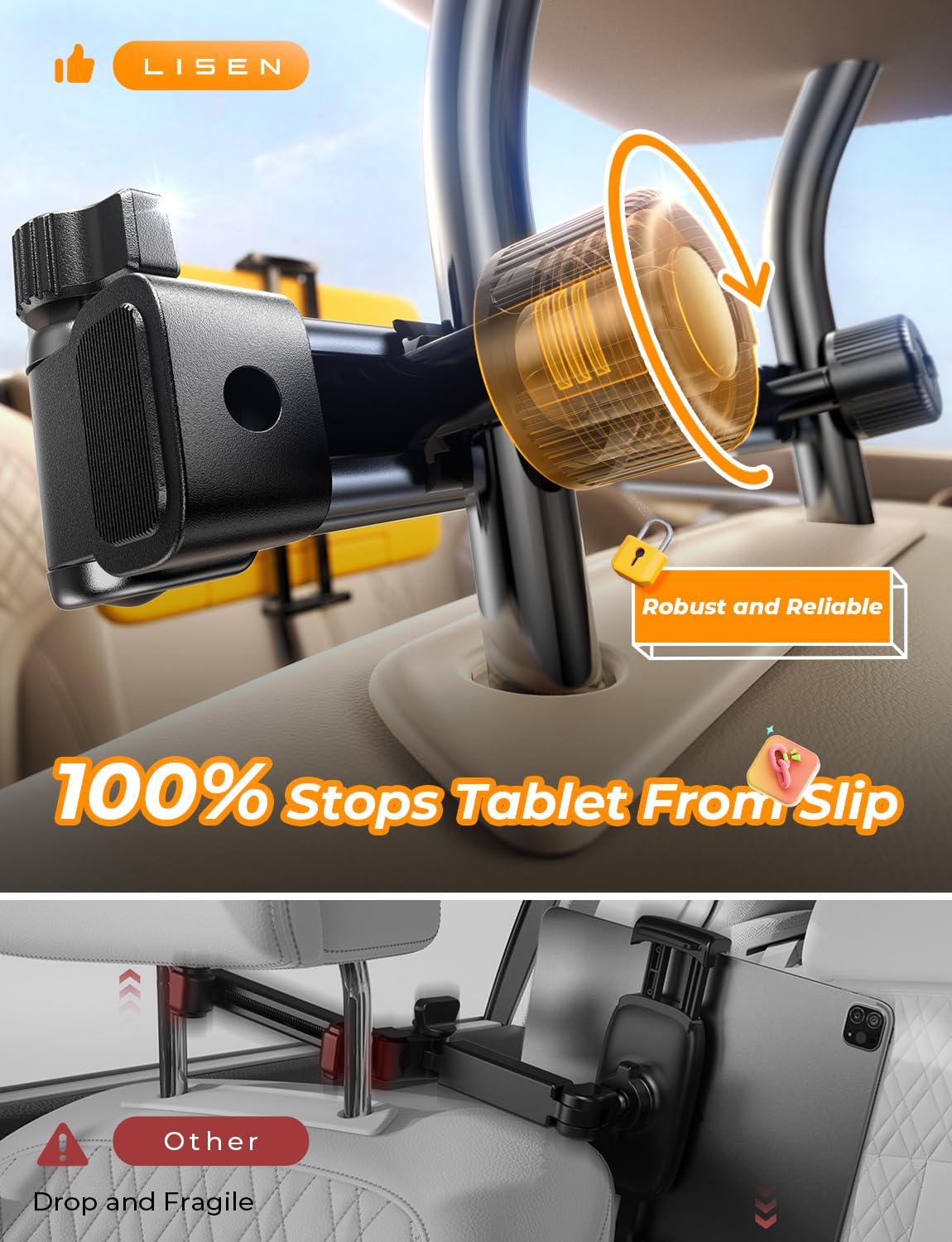 Foto 8 pulgar | Soporte Para Ipad De Coche Lisen Para Ipad [3 En 1], Asiento Trasero De 4,7 A 11 Pulgadas - Venta Internacional.