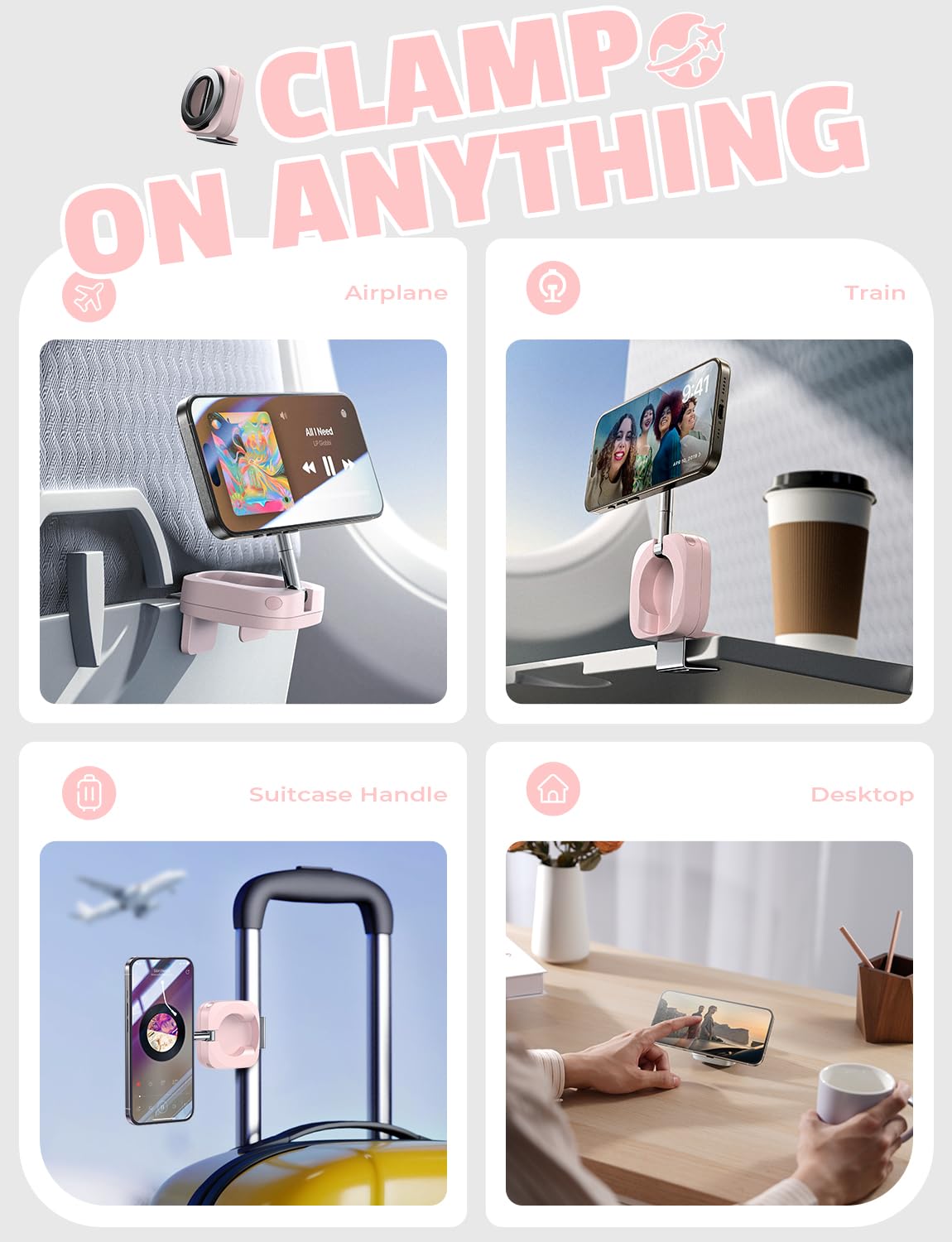 Foto 7 | Soporte Para Teléfono Lisen Rose Universal Para Viajes En Avión - Venta Internacional.