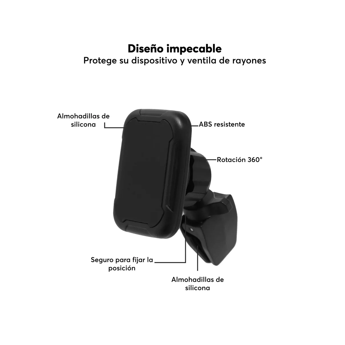 Foto 4 pulgar | Soporte Porta Celular Auto Universal Ventila Magnetico Eo Safe Imports Esi-15522 Negro