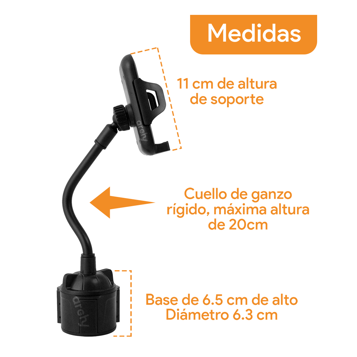 Foto 4 | Archy Base Soporte Porta Celular Para Auto Giratorio 360 Carro Para Portavasos De Coche, Flexible, Ajustable Y U