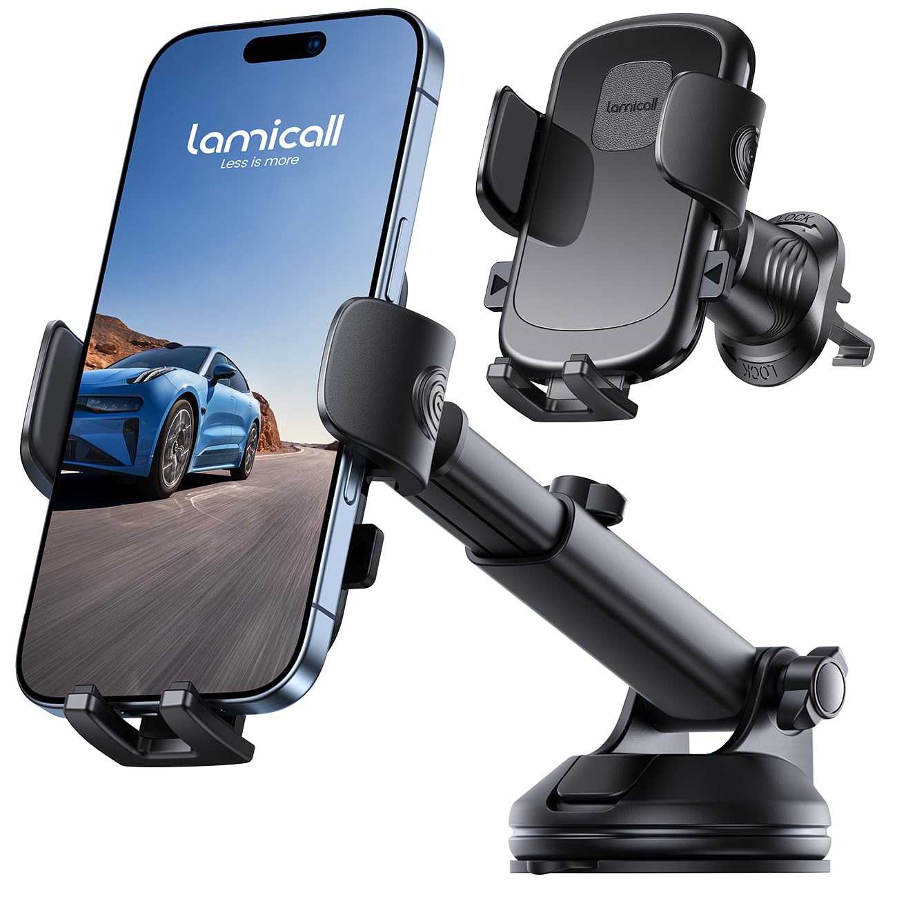 Foto 2 pulgar | Soporte Para Teléfono De Coche Lamicall, Ventosa 3 En 1, 360° - Venta Internacional.