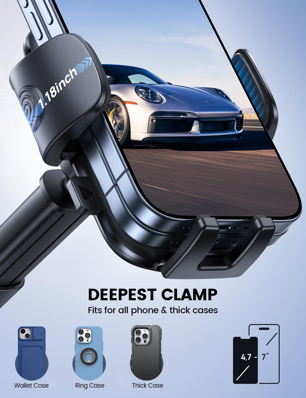Foto 6 pulgar | Soporte Para Teléfono De Coche Lamicall, Ventosa 3 En 1, 360° - Venta Internacional.