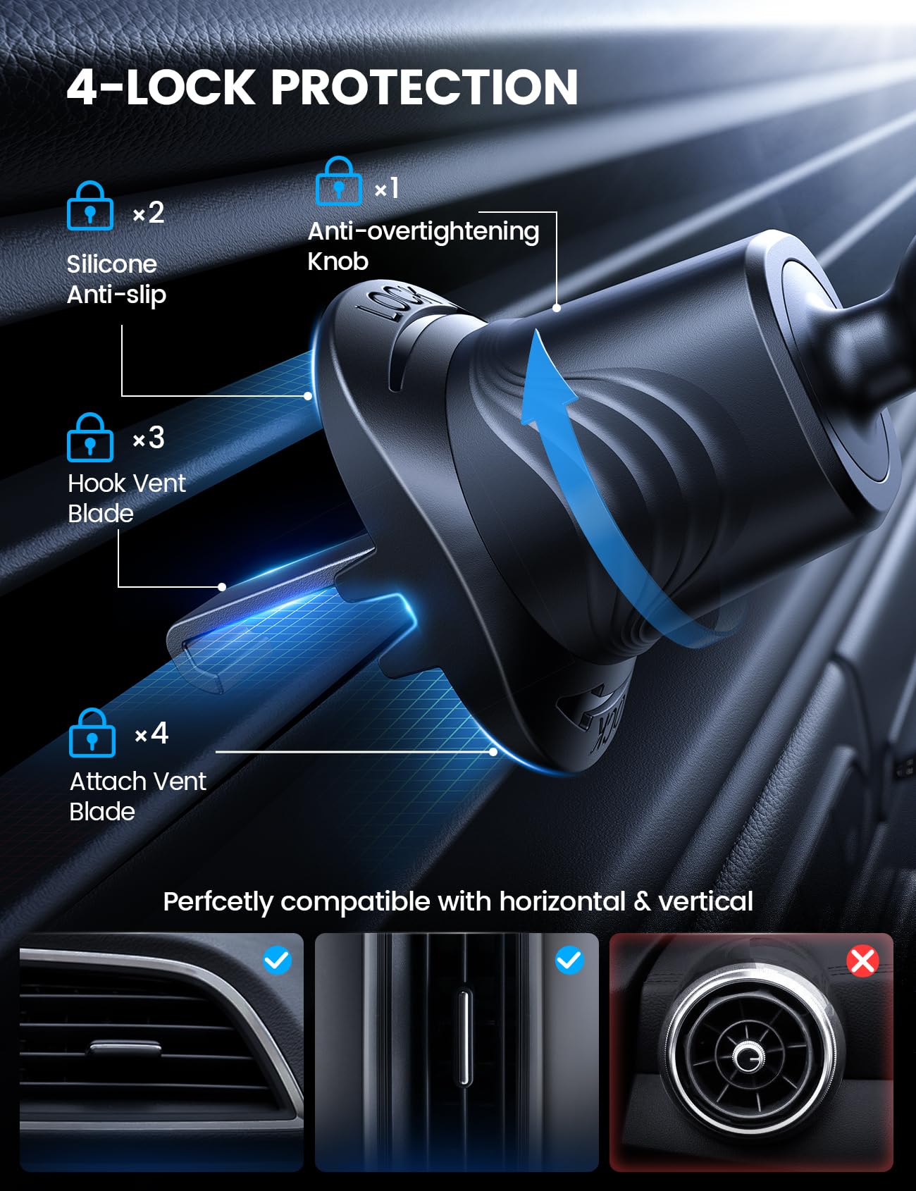 Foto 7 pulgar | Soporte Para Teléfono De Coche Lamicall, Ventosa 3 En 1, 360° - Venta Internacional.