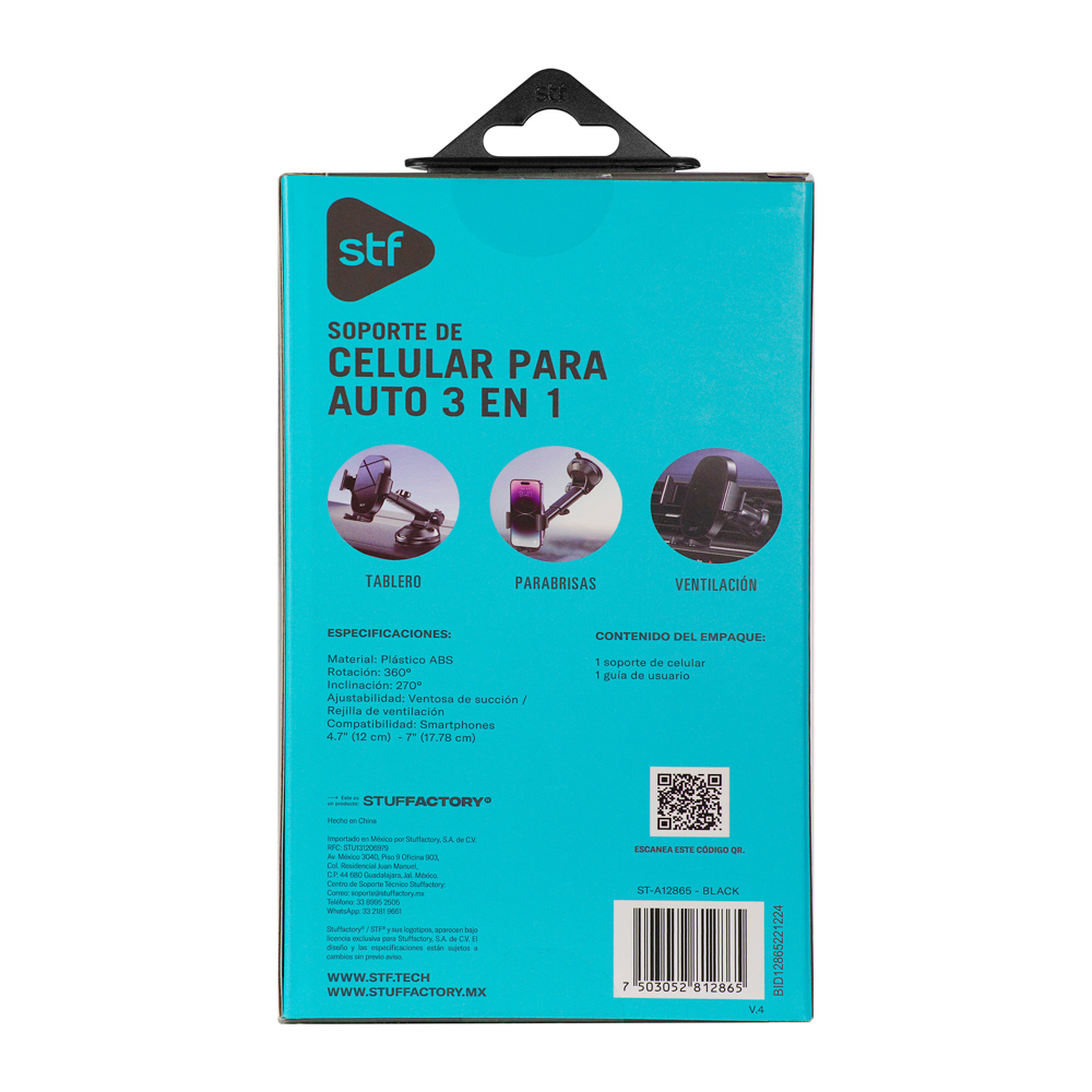 Foto 5 pulgar | Soporte De Celular Para Auto Stf  3 En 1