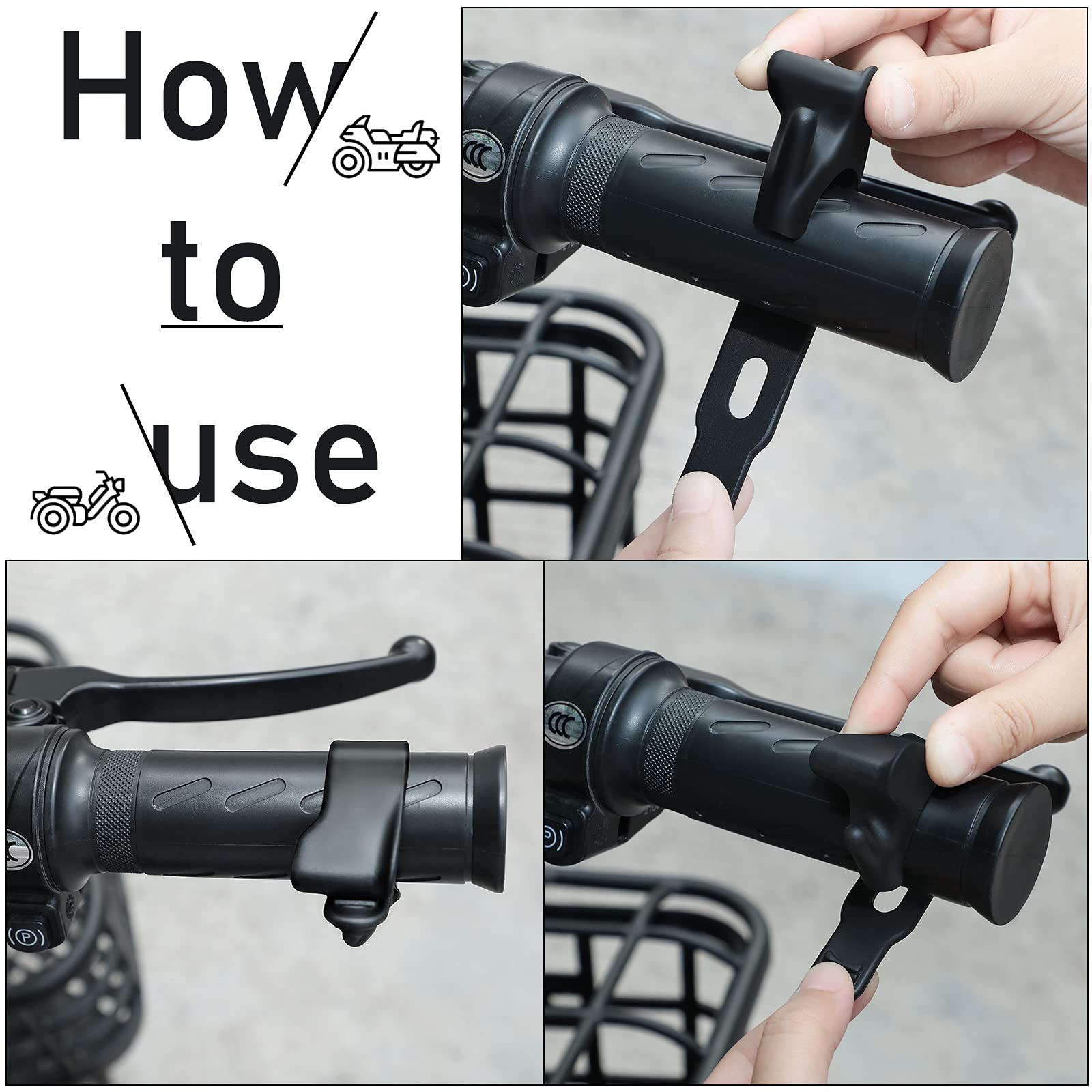 Foto 5 pulgar | Soporte De Acelerador Para Motocicleta Cruise Control Assist, 4 Unidades, Negro - Venta Internacional.
