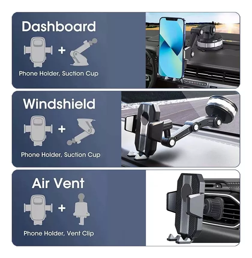 Foto 4 | Soporte Grande De Celular Para Coche Auto 360 Grados Ventosa