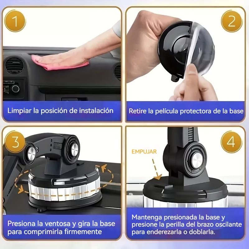 Foto 6 pulgar | Soporte Grande De Celular Para Coche Auto 360 Grados Ventosa