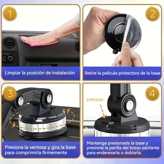 Foto 5 | Soporte Grande De Celular Para Coche Auto 360 Grados Ventosa