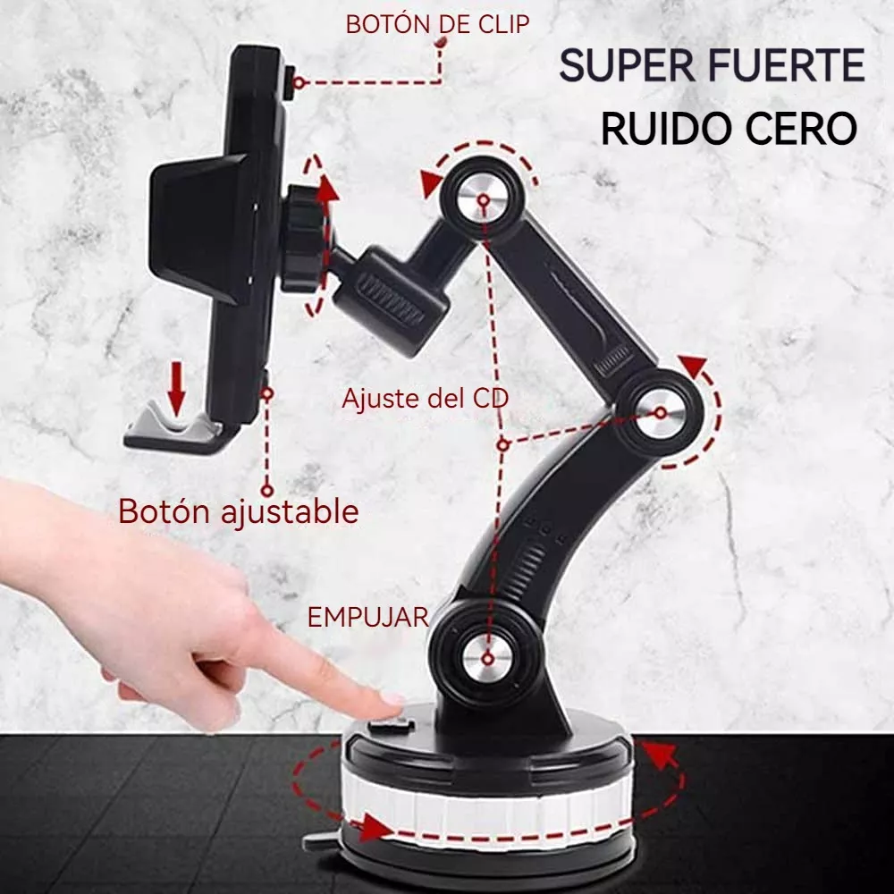 Foto 7 pulgar | Soporte Grande De Celular Para Coche Auto 360 Grados Ventosa