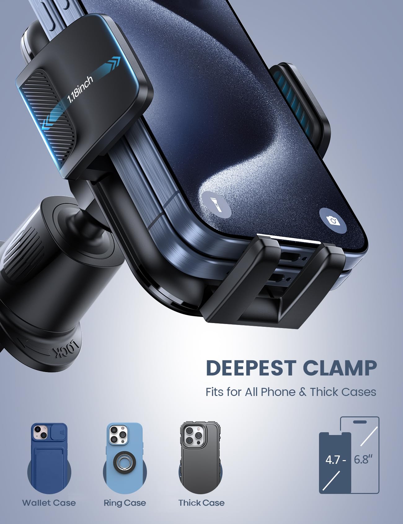 Foto 3 pulgar | Soporte Para Teléfono De Coche Lamicall 2025 Con Abrazadera Más Ancha Para Iphone - Venta Internacional.