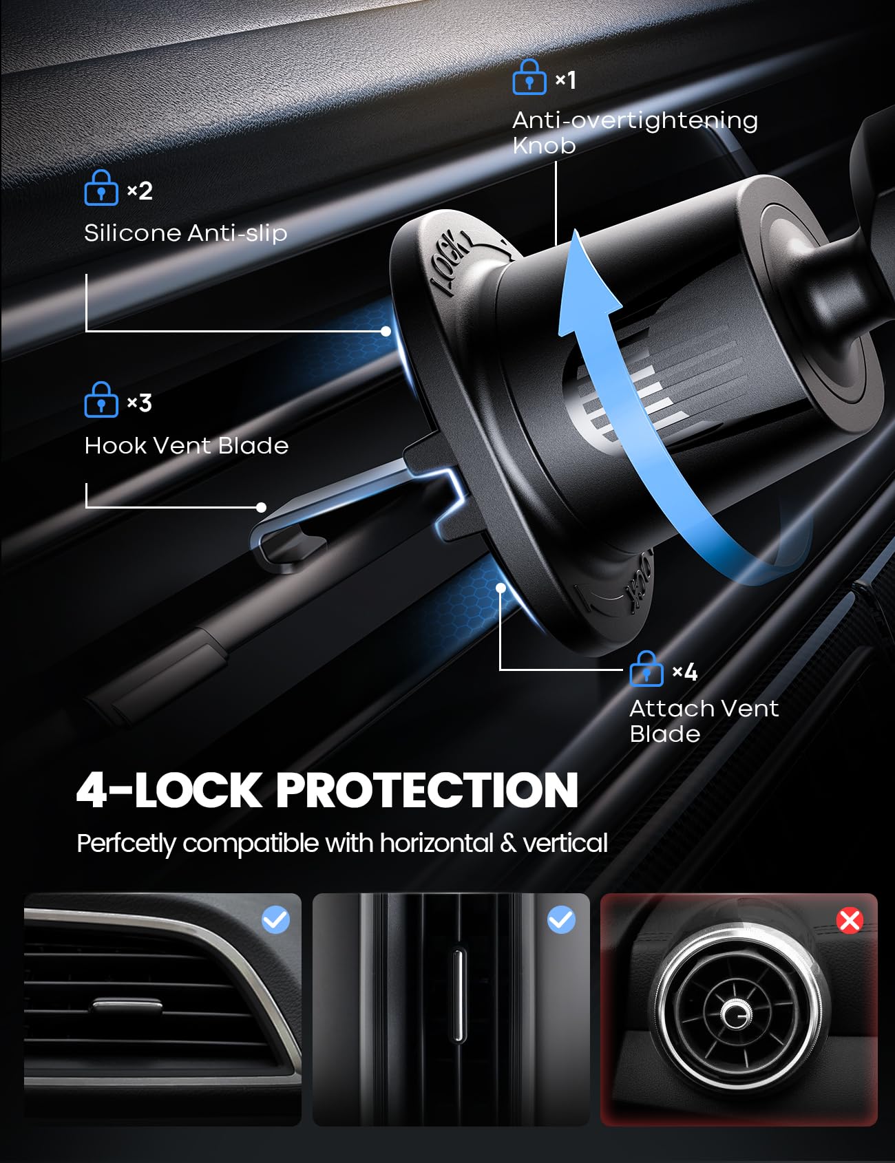 Foto 6 pulgar | Soporte Para Teléfono De Coche Lamicall 2025 Con Abrazadera Más Ancha Para Iphone - Venta Internacional.