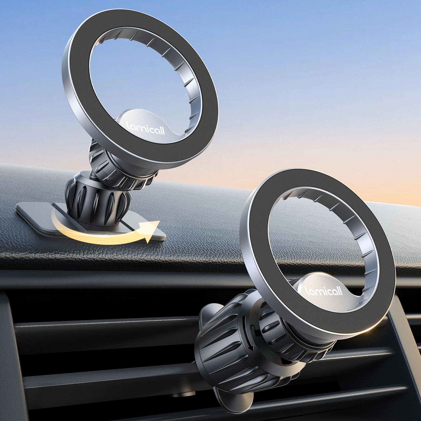 Foto 2 pulgar | Soporte De Coche Lamicall Para Teléfono Magsafe Magnético Plateado - Venta Internacional.