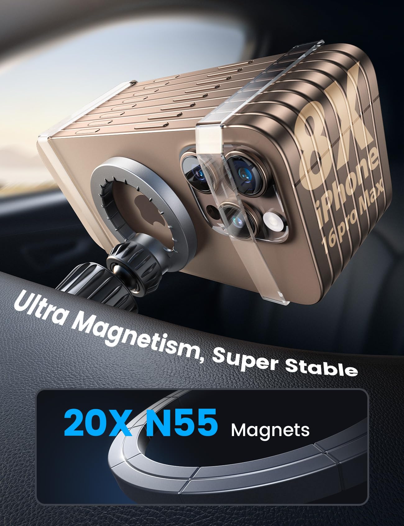Foto 4 pulgar | Soporte De Coche Lamicall Para Teléfono Magsafe Magnético Plateado - Venta Internacional.