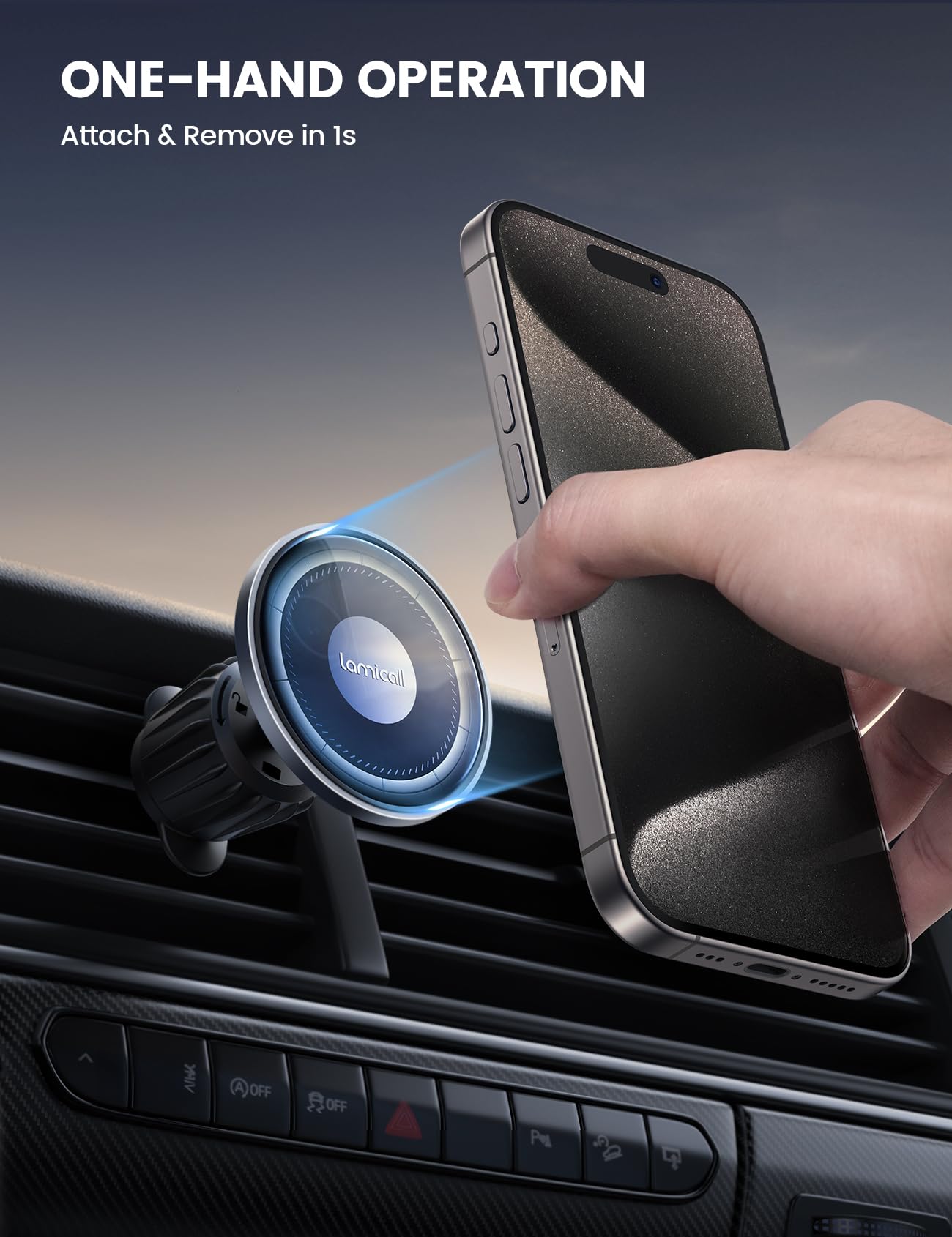 Foto 6 pulgar | Soporte De Coche Lamicall Para Magsafe Con 20 Imanes Fuertes Para Iphone - Venta Internacional.