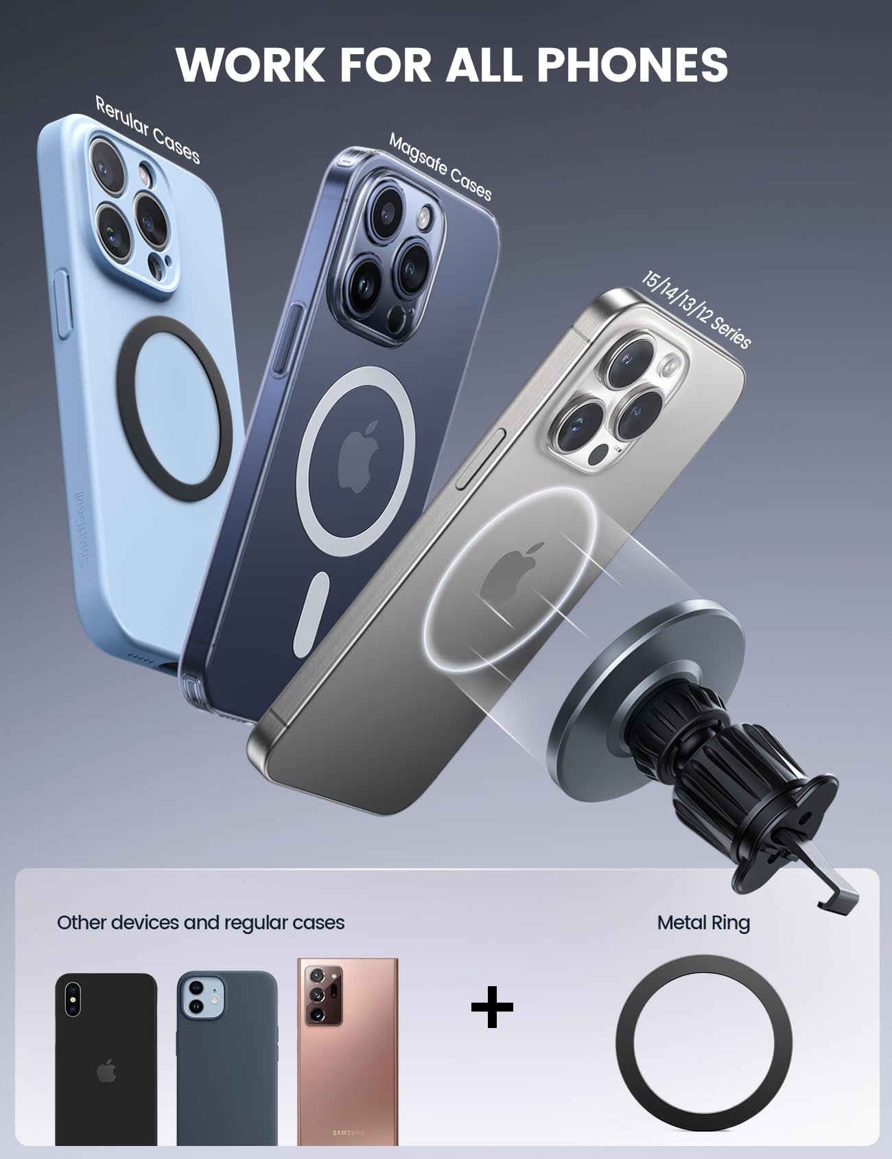 Foto 7 pulgar | Soporte De Coche Lamicall Para Magsafe Con 20 Imanes Fuertes Para Iphone - Venta Internacional.