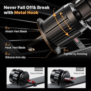 Foto 2 | Soporte Para Teléfono De Coche Miracase Con Clip De Metal Negro Oscuro - Venta Internacional.
