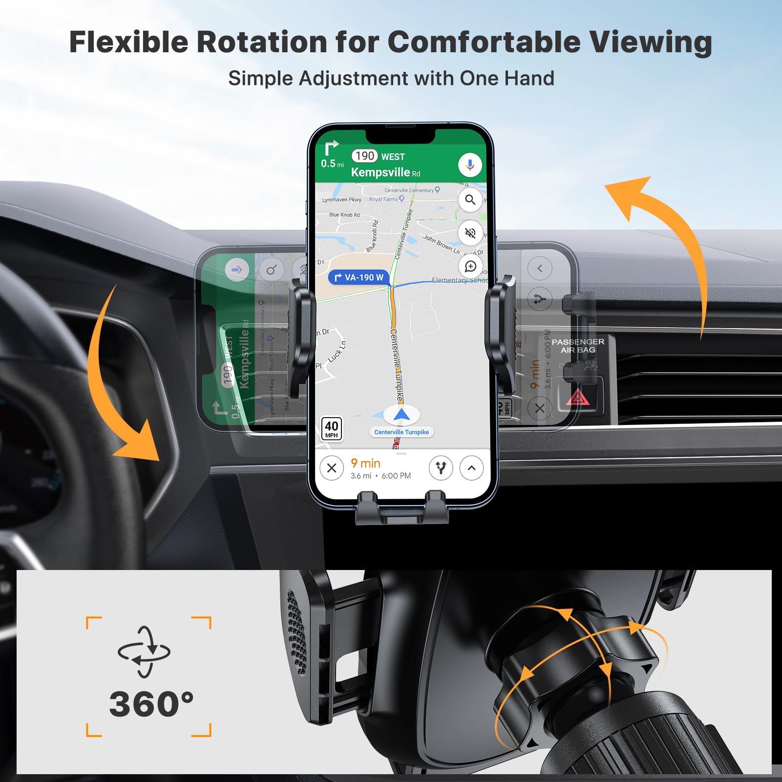 Foto 5 pulgar | Soporte Para Teléfono De Coche Miracase Con Clip De Metal Negro Oscuro - Venta Internacional.