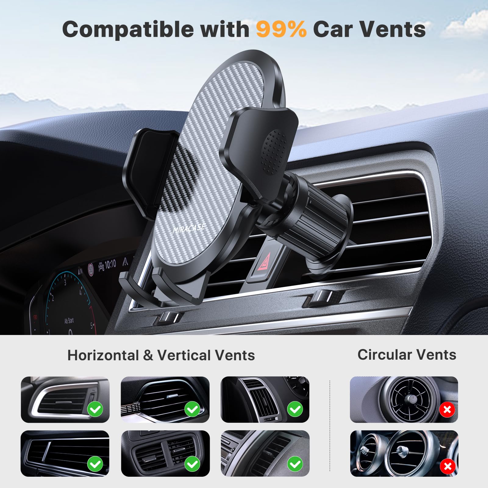 Foto 6 pulgar | Soporte Para Teléfono De Coche Miracase Con Clip De Metal Negro Oscuro - Venta Internacional.