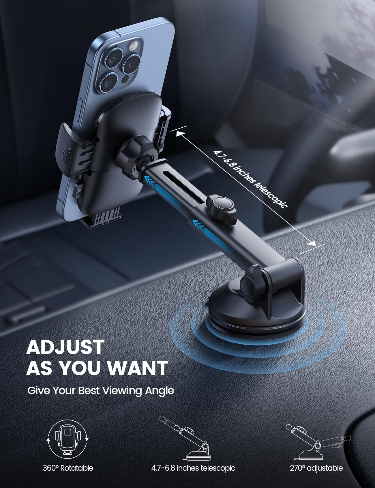 Foto 8 pulgar | Soporte Para Teléfono De Coche Lamicall 3 En 1 Para Iphone 16 Y Más - Venta Internacional.