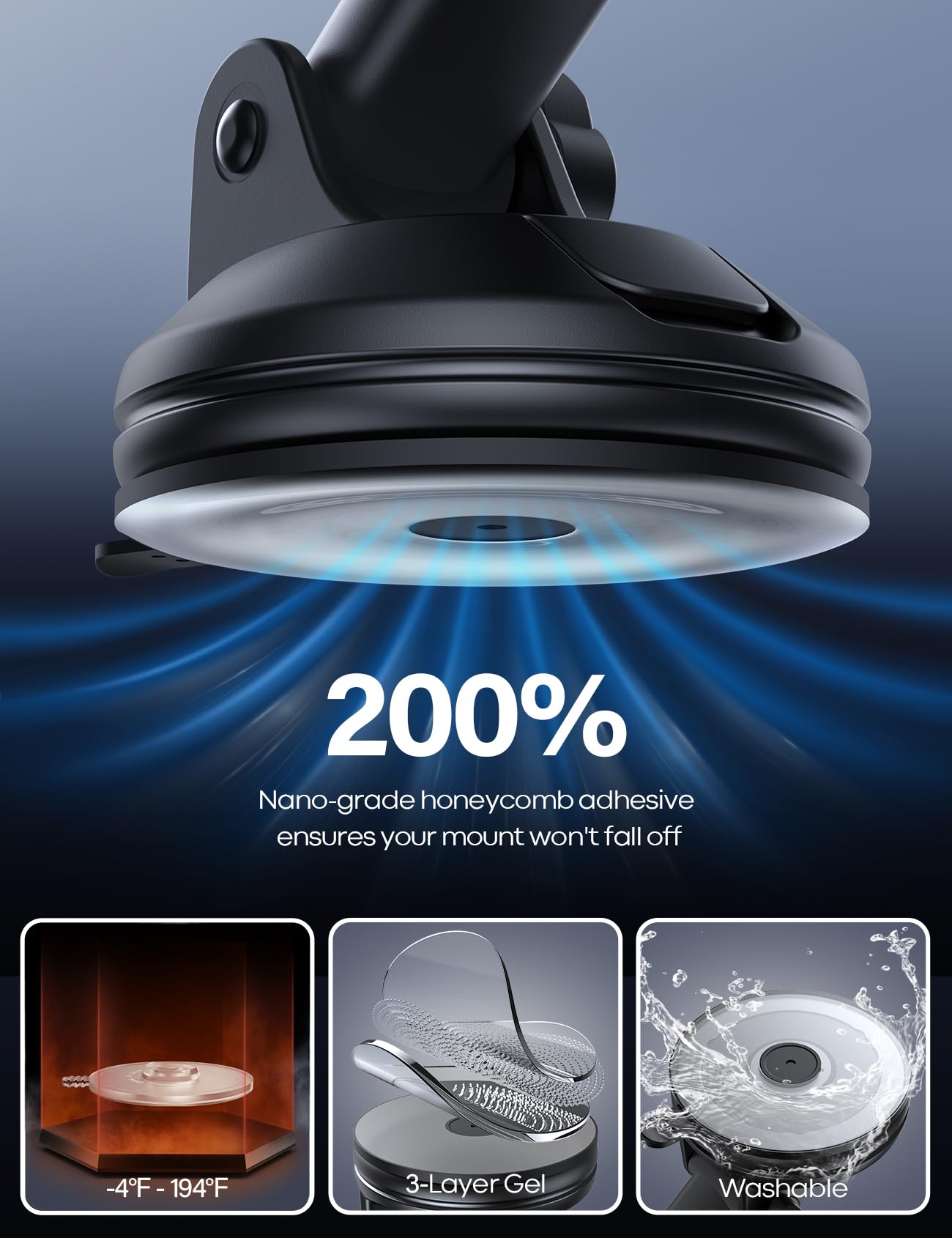 Foto 4 pulgar | Soporte De Teléfono De Coche Lamicall Ultra Con Succión De 32 Kg Para Iphone - Venta Internacional.