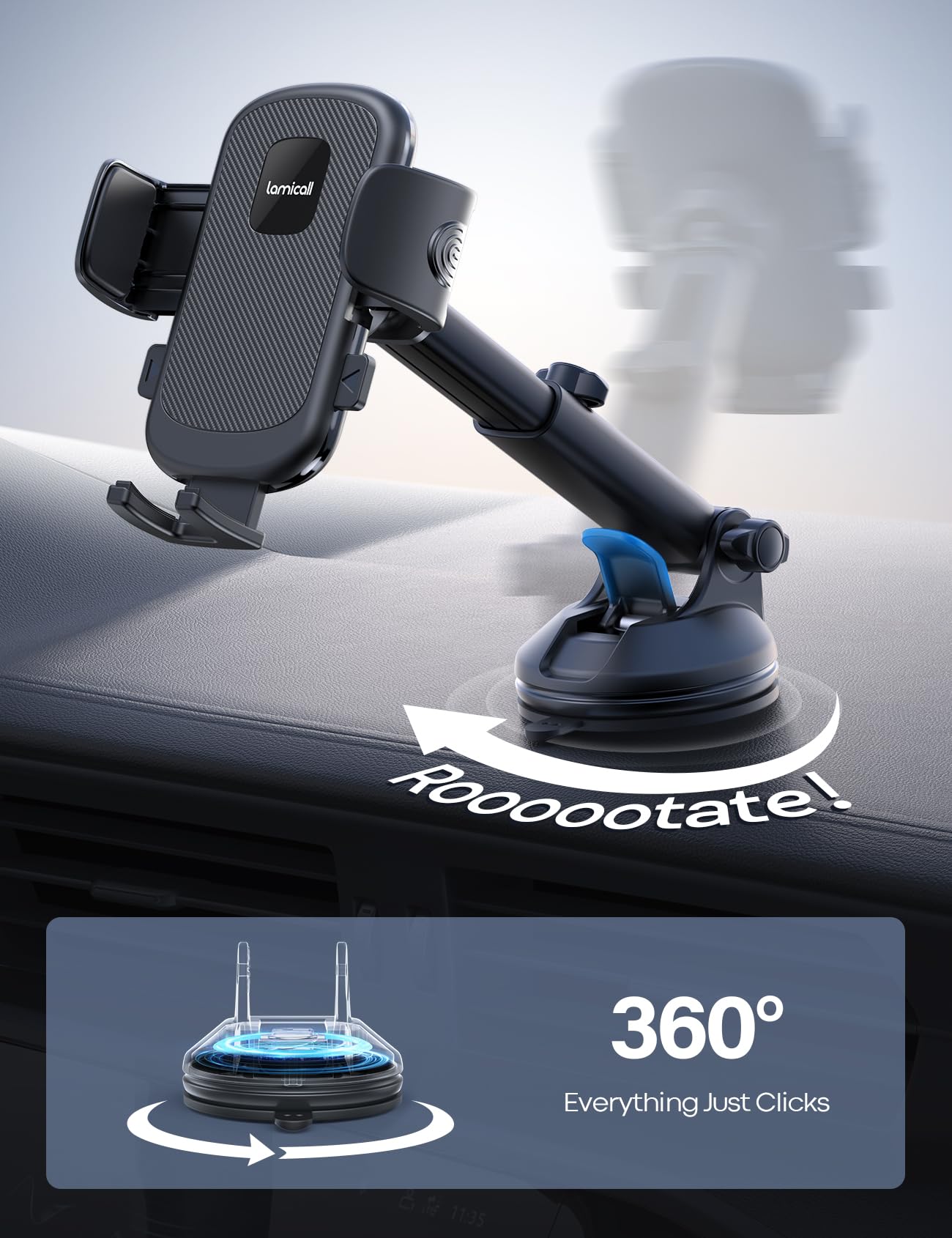 Foto 6 pulgar | Soporte De Teléfono De Coche Lamicall Ultra Con Succión De 32 Kg Para Iphone - Venta Internacional.