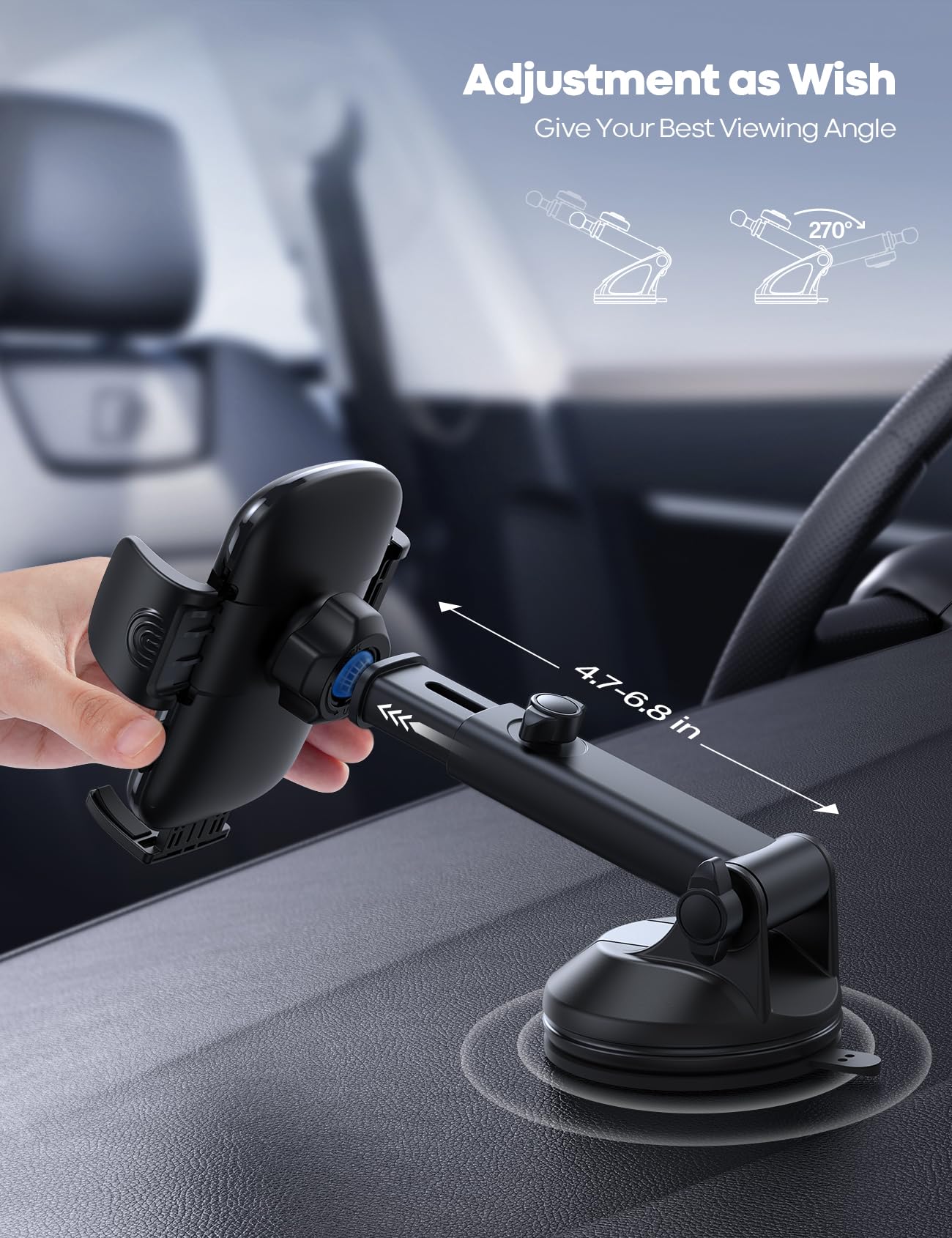 Foto 7 | Soporte De Teléfono De Coche Lamicall Ultra Con Succión De 32 Kg Para Iphone - Venta Internacional.
