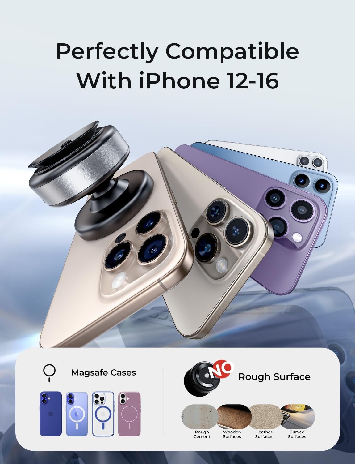 Foto 8 pulgar | Soporte Magnético Para Teléfono Al Vacío Lisen Para Iphone 12-16 - Venta Internacional.
