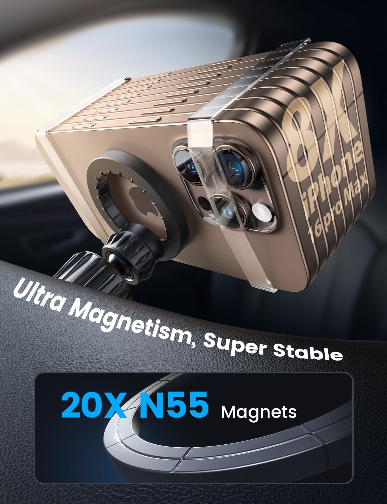 Foto 6 pulgar | Soporte De Coche Lamicall Para Teléfono Magsafe Con 20 Imanes N55 - Venta Internacional.