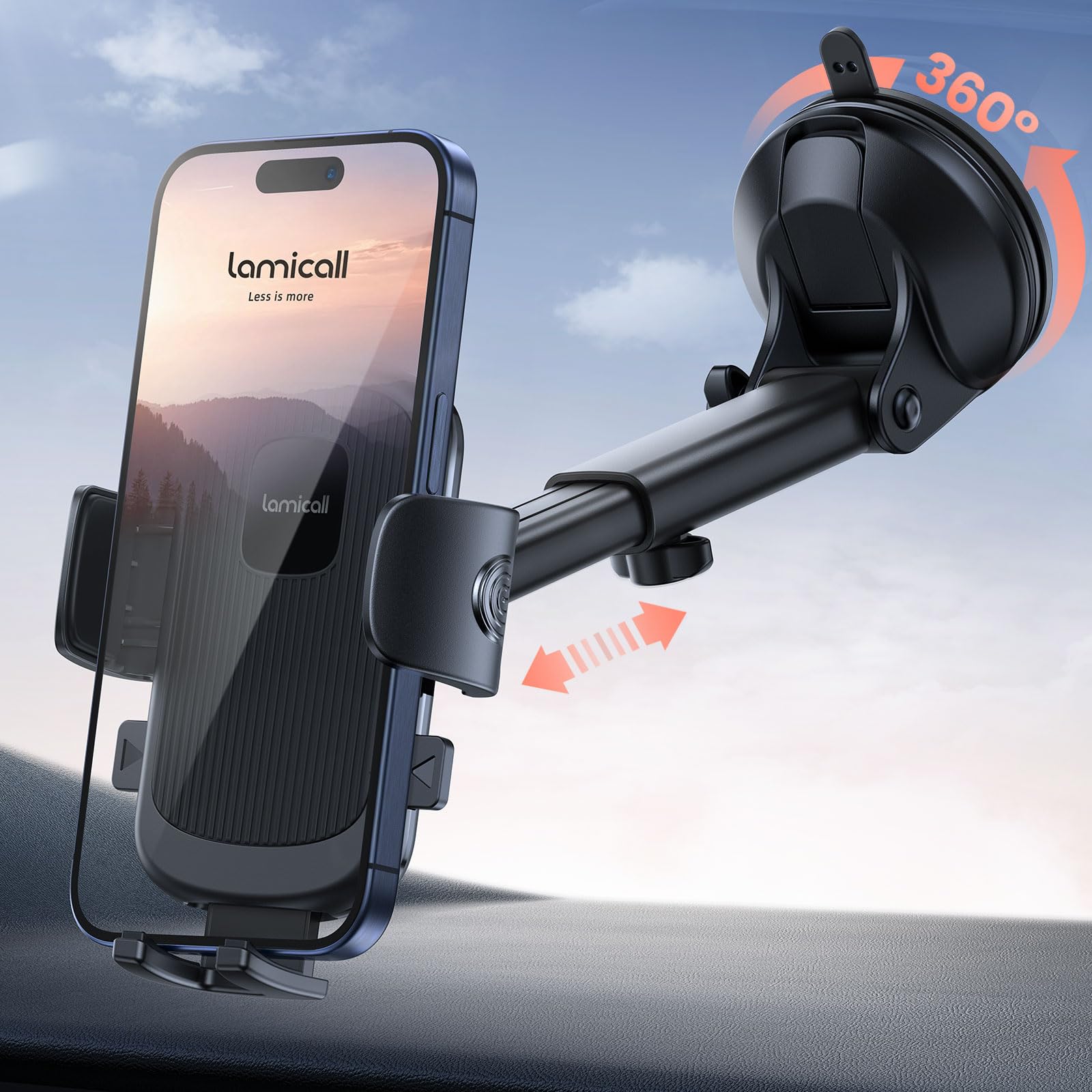 Foto 2 pulgar | Soporte Para Teléfono De Coche Lamicall, Ventosa Más Fuerte, Rotación De 360° - Venta Internacional.