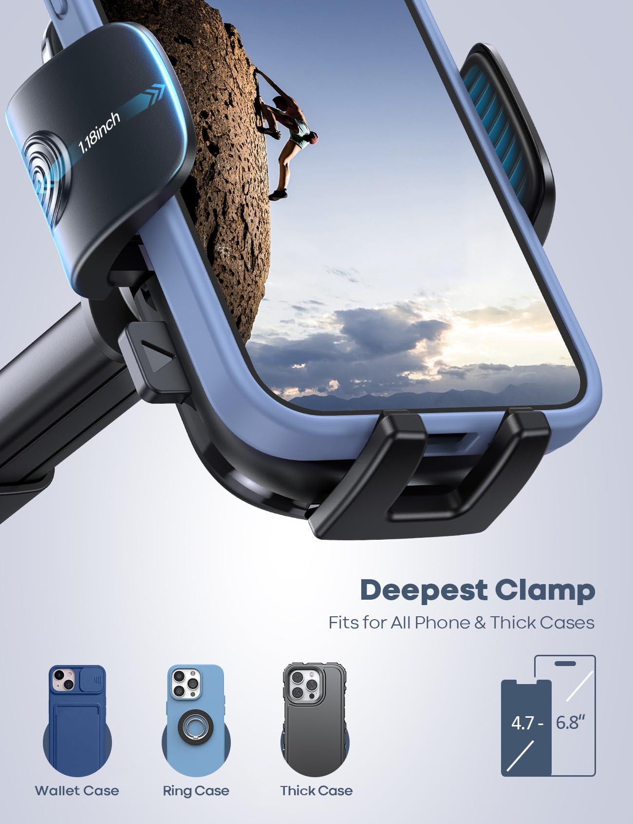 Foto 3 pulgar | Soporte Para Teléfono De Coche Lamicall, Ventosa Más Fuerte, Rotación De 360° - Venta Internacional.