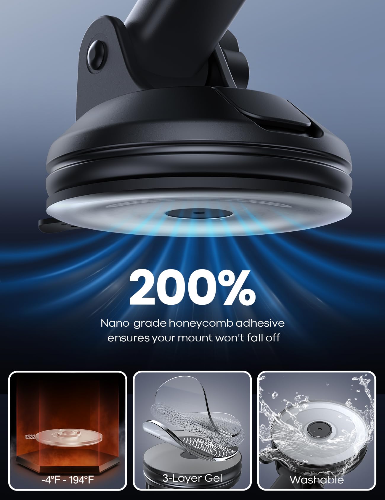 Foto 4 pulgar | Soporte Para Teléfono De Coche Lamicall, Ventosa Más Fuerte, Rotación De 360° - Venta Internacional.