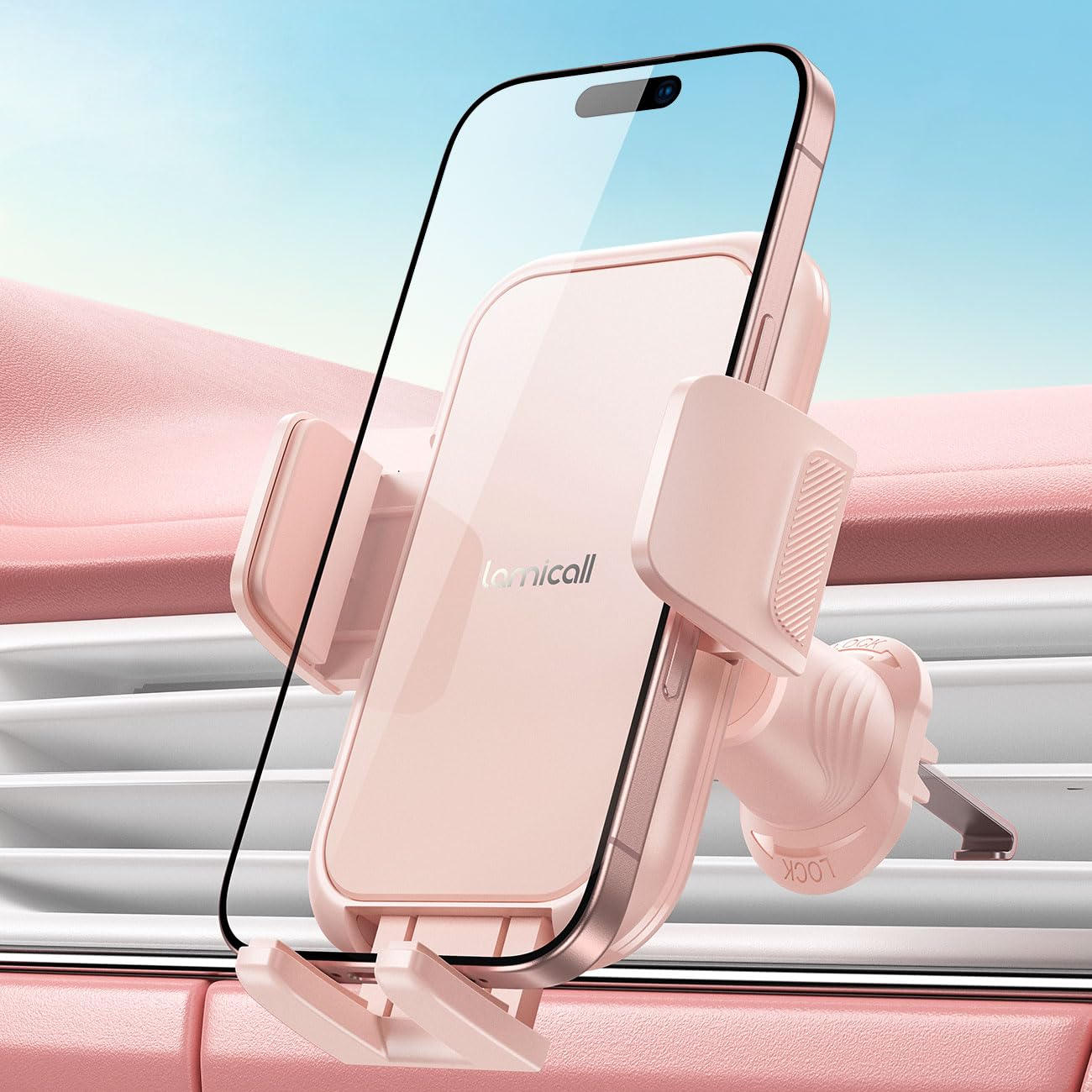 Foto 1 | Soporte Para Teléfono De Coche Lamicall 2025, Pinza Más Ancha, Ventilación, Rosa - Venta Internacional.