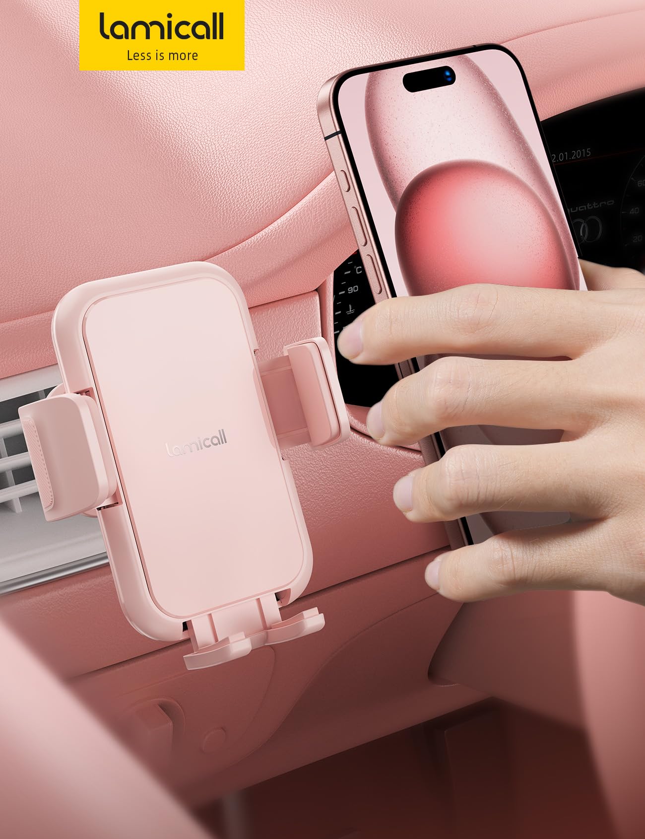 Foto 8 pulgar | Soporte Para Teléfono De Coche Lamicall 2025, Pinza Más Ancha, Ventilación, Rosa - Venta Internacional.