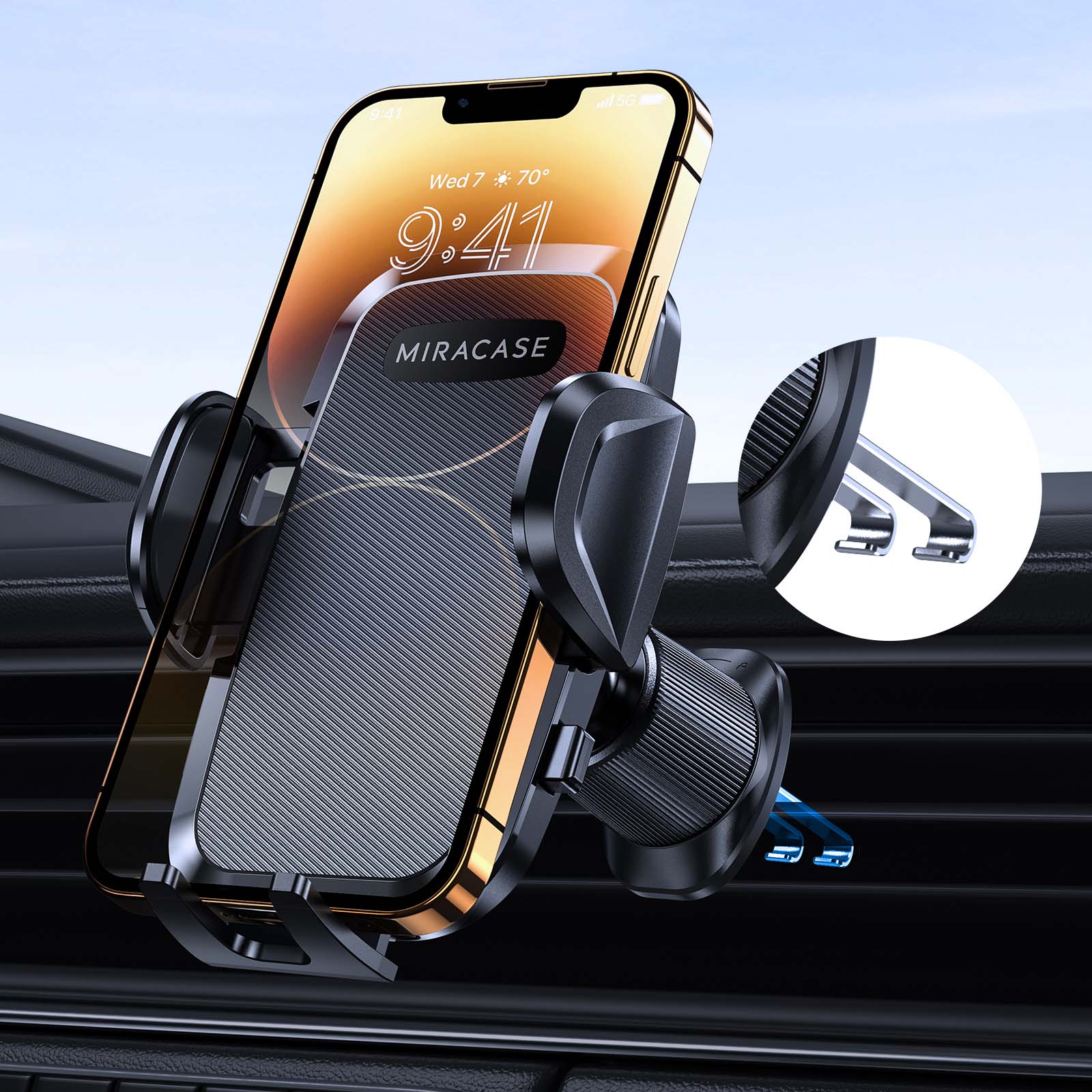 Foto 1 | Soporte De Teléfono Miracase Para Ventilación De Coche Universal Negro - Venta Internacional.