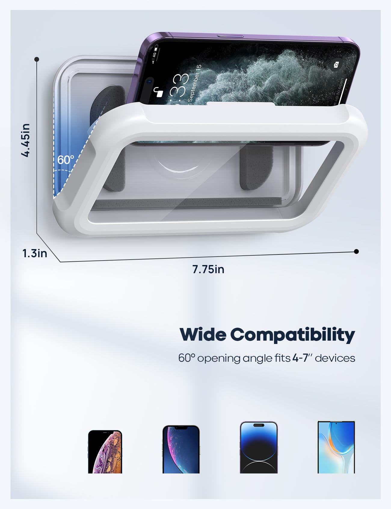 Foto 7 pulgar | Soporte De Teléfono De Ducha Lamicall Impermeable Para Teléfonos Móviles De 4 A 7 - Venta Internacional.