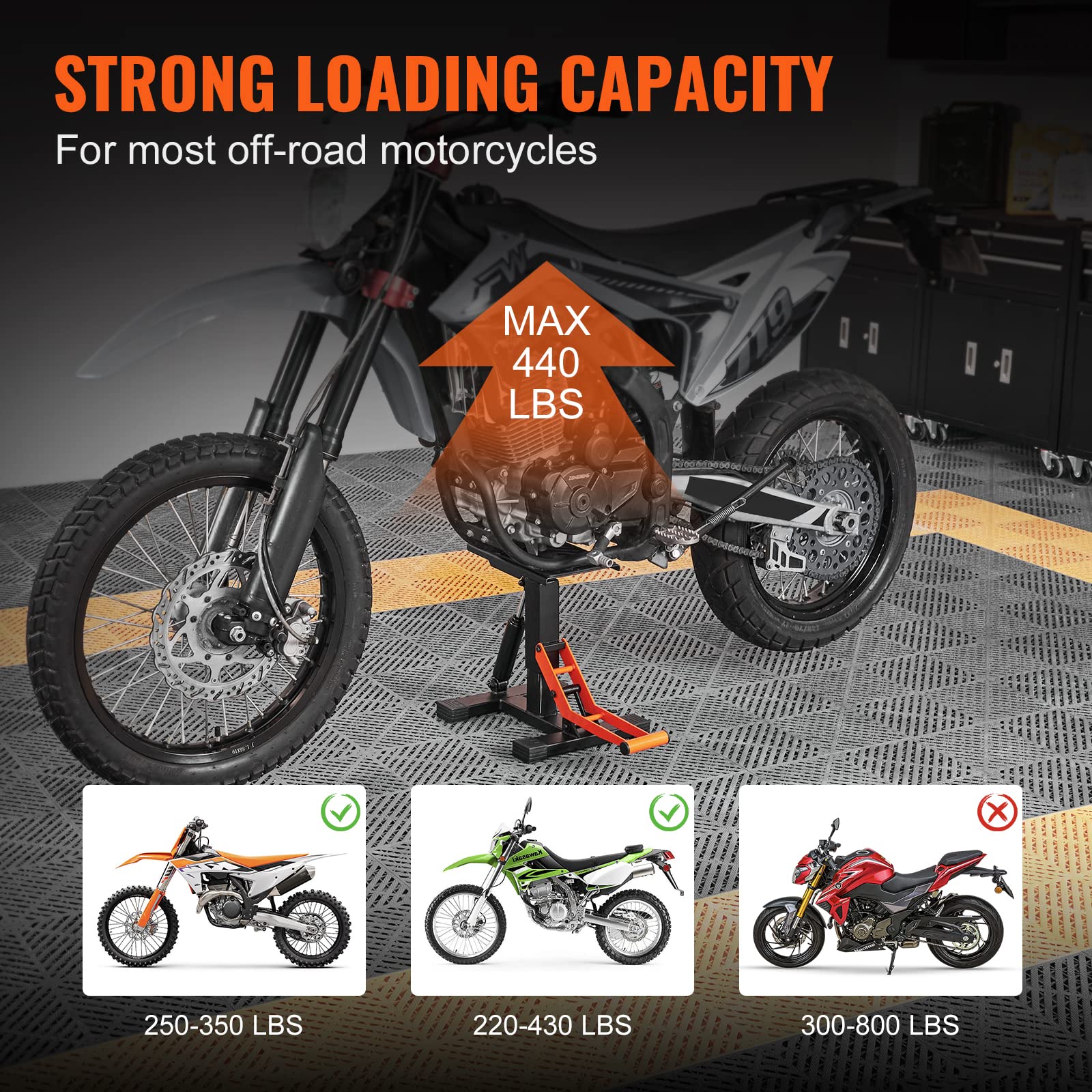 Foto 6 pulgar | Soporte Elevador Para Motos De Cross Vevor, 200 Kg De Capacidad, Funcionamiento Hidráulico - Venta Internacional.