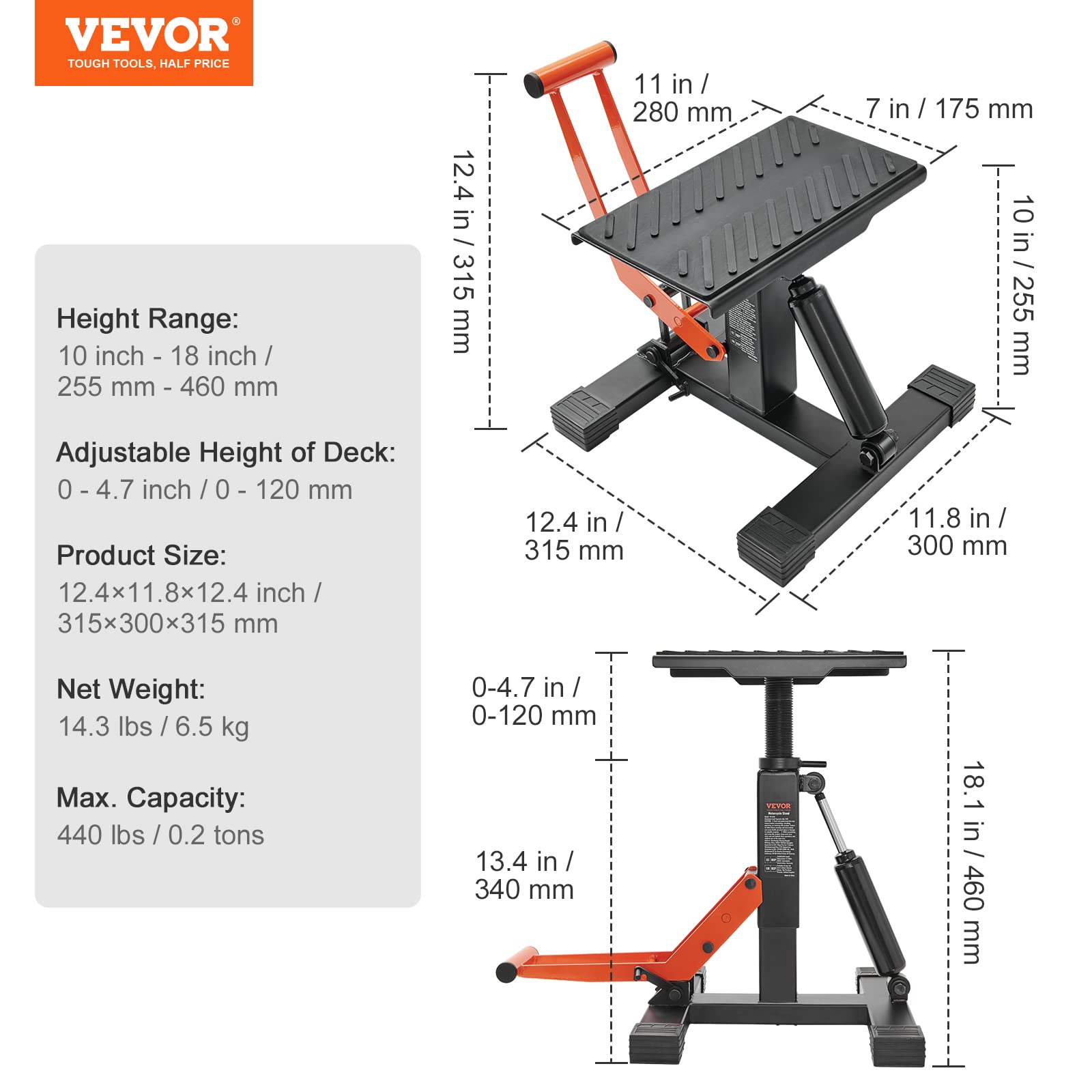 Foto 8 pulgar | Soporte Elevador Para Motos De Cross Vevor, 200 Kg De Capacidad, Funcionamiento Hidráulico - Venta Internacional.