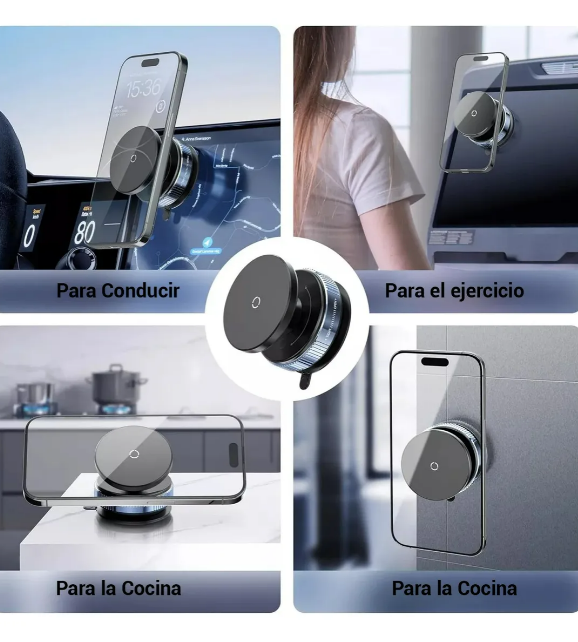 Foto 5 pulgar | Soporte Xtellar Para Celular Automóvil Succión Magnético Negro