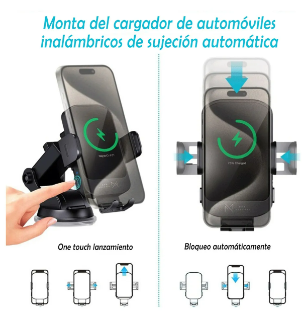 Foto 5 pulgar | Soporte Xtellar Para Celular Carga Inalámbrica Auto Sujetador Cel
