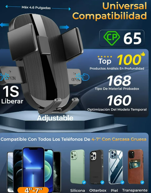 Foto 3 pulgar | Soporte Xtellar Para Celular Coche, Porta Celular Carro 3en1 Estable