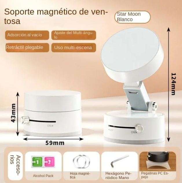 Foto 4 pulgar | Xtellar Soporte Magnético De Ventosa Para Teléfono Blanco
