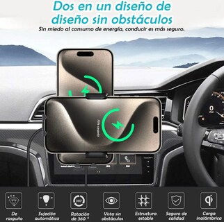 Foto 2 | Soporte Xtellar Para Celular Carga Inalámbrica Auto Sujetador Cel