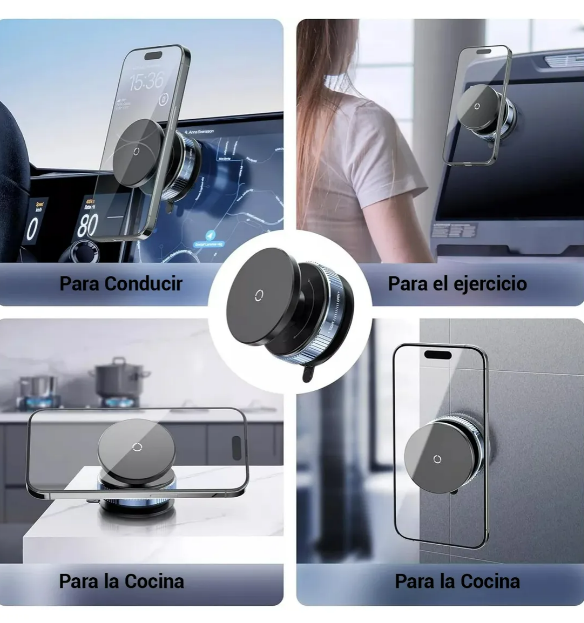 Foto 4 pulgar | Soporte Xtellar Para Celular Automóvil Succión Magnético Blanco
