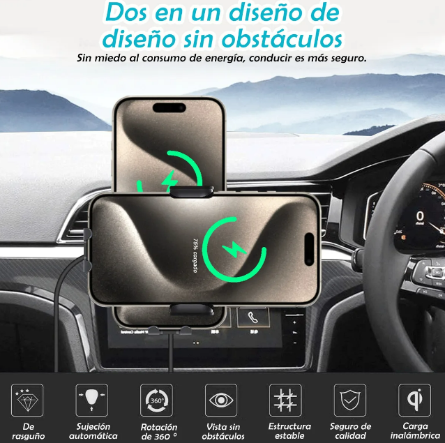 Foto 4 pulgar | Soporte Xtellar Para Celular Carga Inalámbrica Auto Sujetador Cel