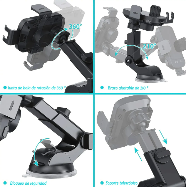 Foto 5 pulgar | Soporte Xtellar Para Celular Carga Inalámbrica Auto Sujetador Cel