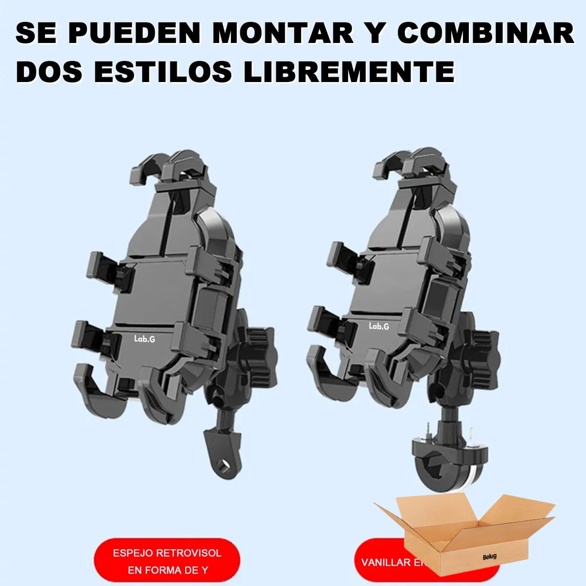 Foto 3 pulgar | Soporte Lab.g Moto/bicicleta Con Absorción De Choque 2en1 Negro